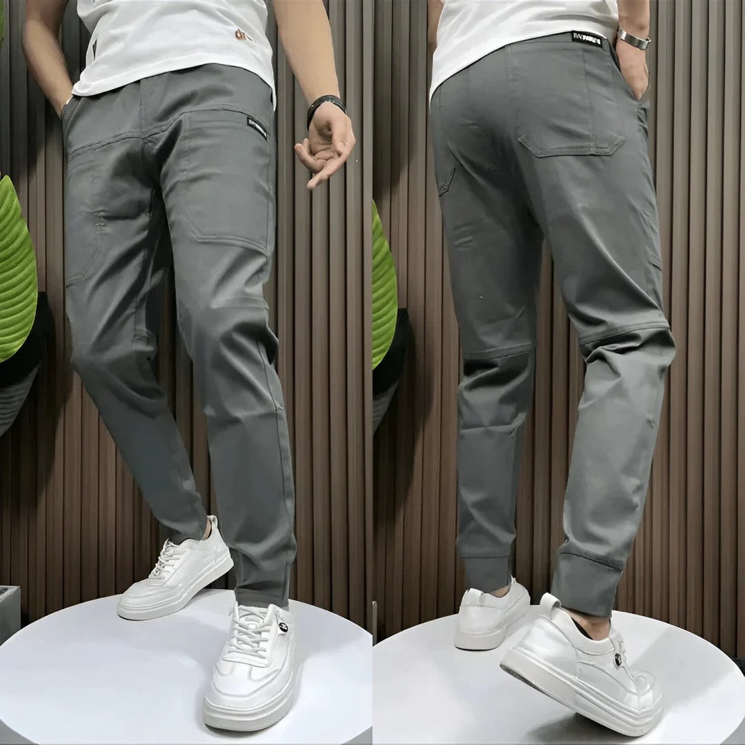 Herre Slim Tapered Cargo Jogger Ribstrikkede Streetwear Bukser