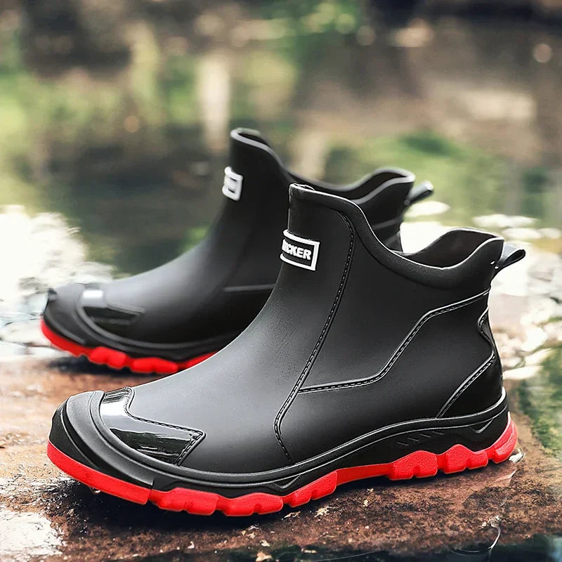 Bottes de pluie imperméables pour hommes, montantes à la cheville – chaussures urbaines antidérapantes pour les trajets sous la pluie et les activités en plein air