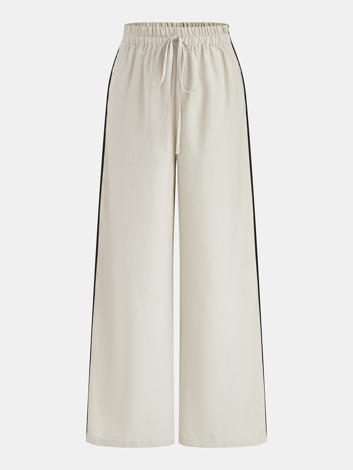 Conjunto feminino de colete cintado sem mangas e calças de perna larga - colete com botões à frente e cintura com cordão para um estilo smart casual de verão