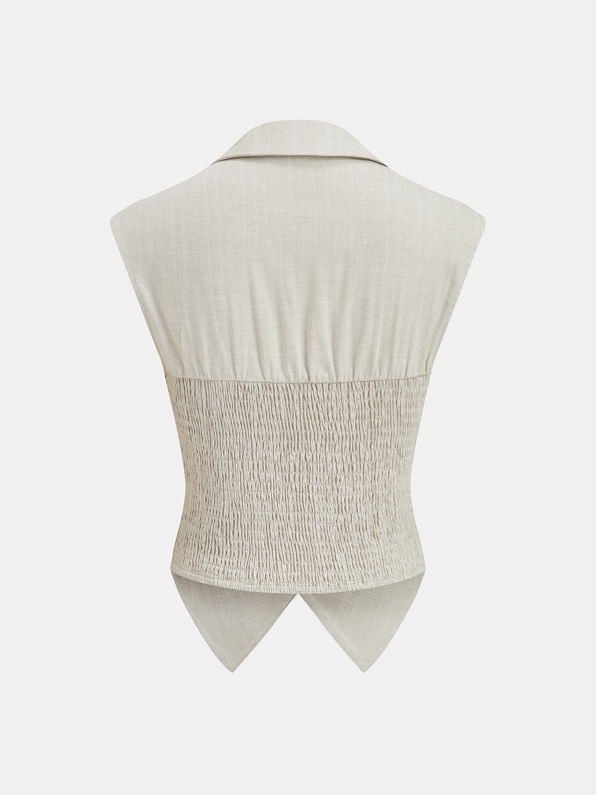 Set de damă din două piese, cu top cambrat fără mâneci, cu nasturi în față, și pantaloni largi cu pliuri – Ținută de vară ușoară din amestec de bumbac și in