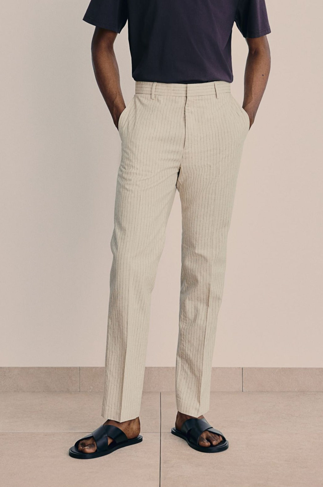 Pantaloni da uomo sartoriali a righe sottili Eleganti pantaloni casual chic