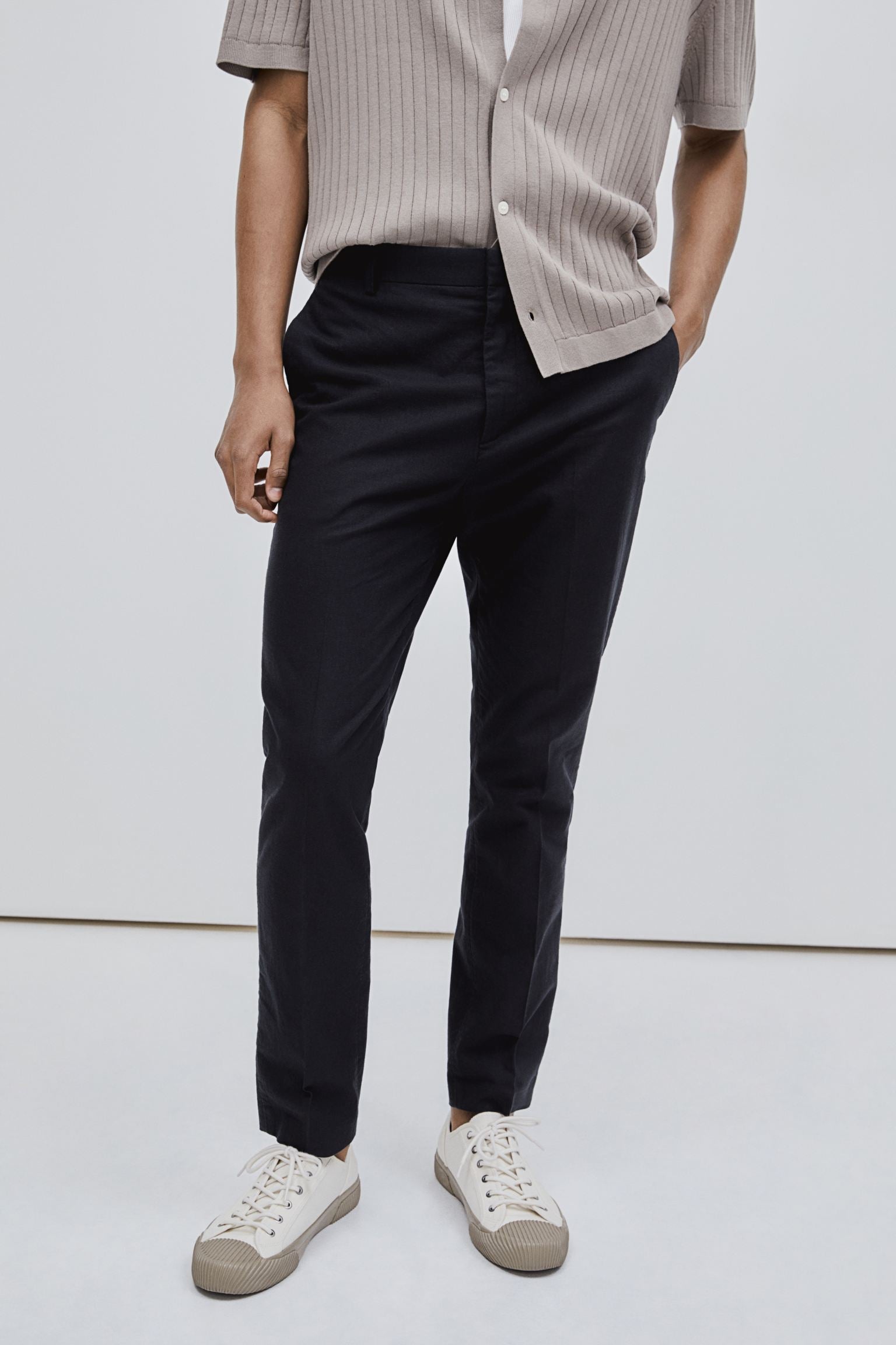 Pantaloni da uomo sartoriali a righe sottili Eleganti pantaloni casual chic