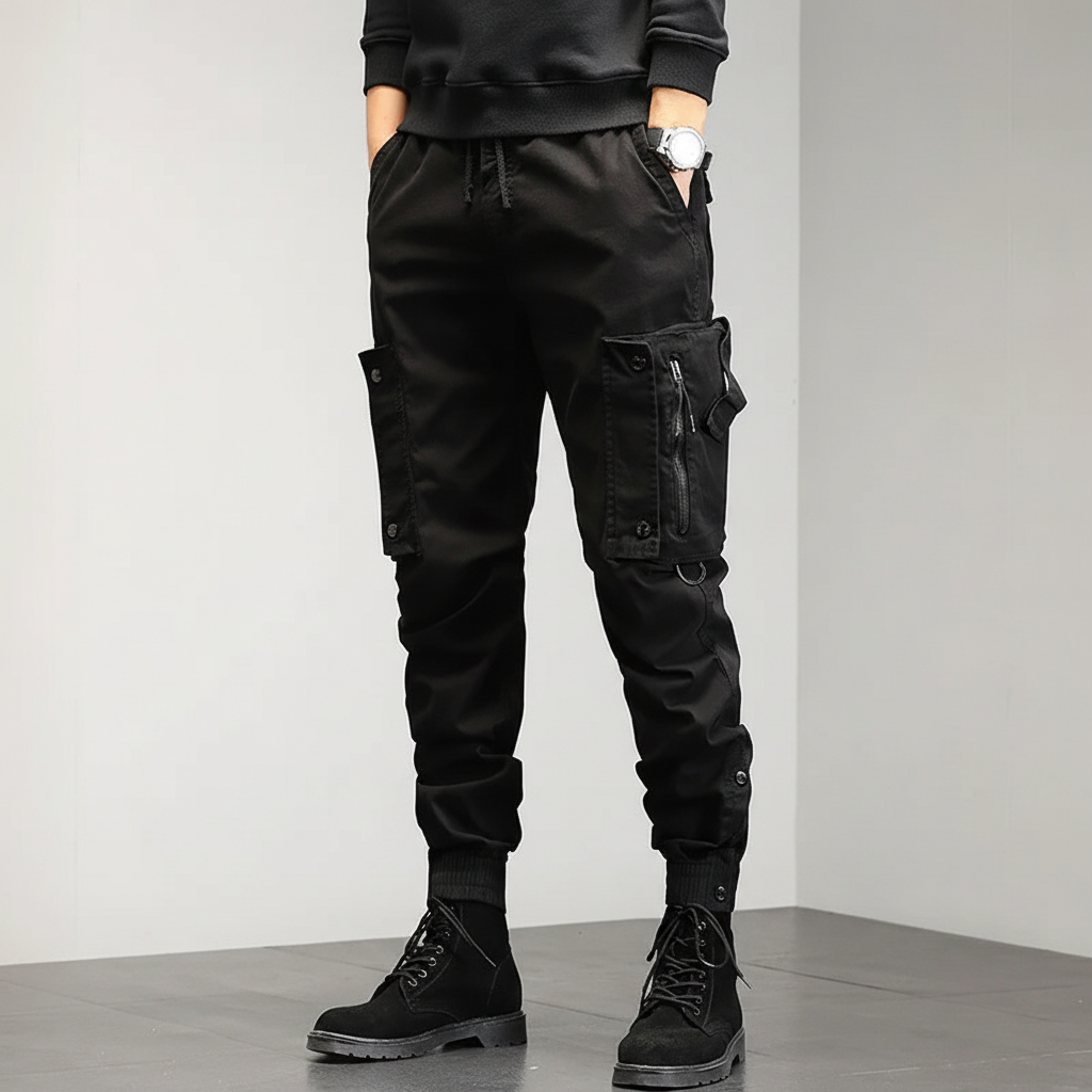 Herre Slim-Fit Cargo Bukser – Strækbare Utility Joggers til Streetwear og Udendørs Brug