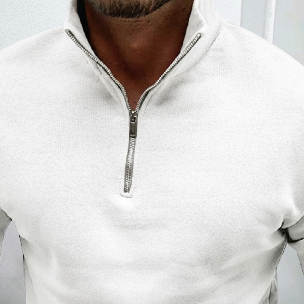 Herres minimal kvart-zip sweater med ståkrave