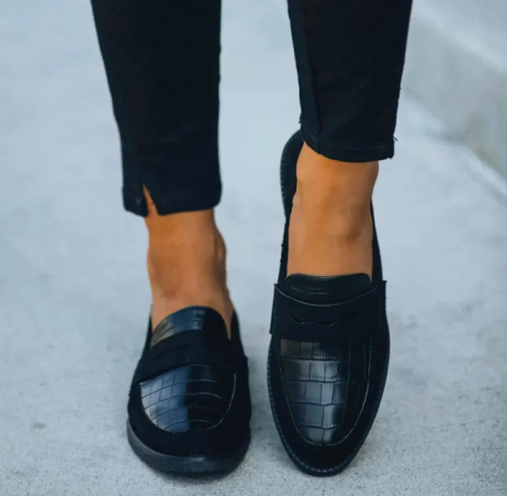 Women’s Slip-On Loafers Croc Printed Panel Everyday Comfort