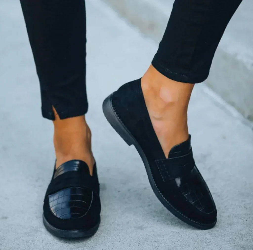 Women’s Slip-On Loafers Croc Printed Panel Everyday Comfort