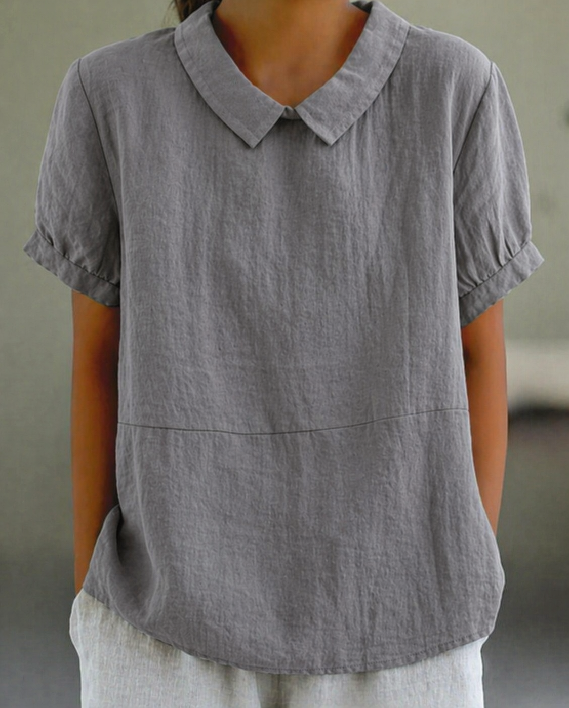 Women’s Collared Summer Blouse – Relaxed Short-Sleeve Top for Everyday and Office Wear