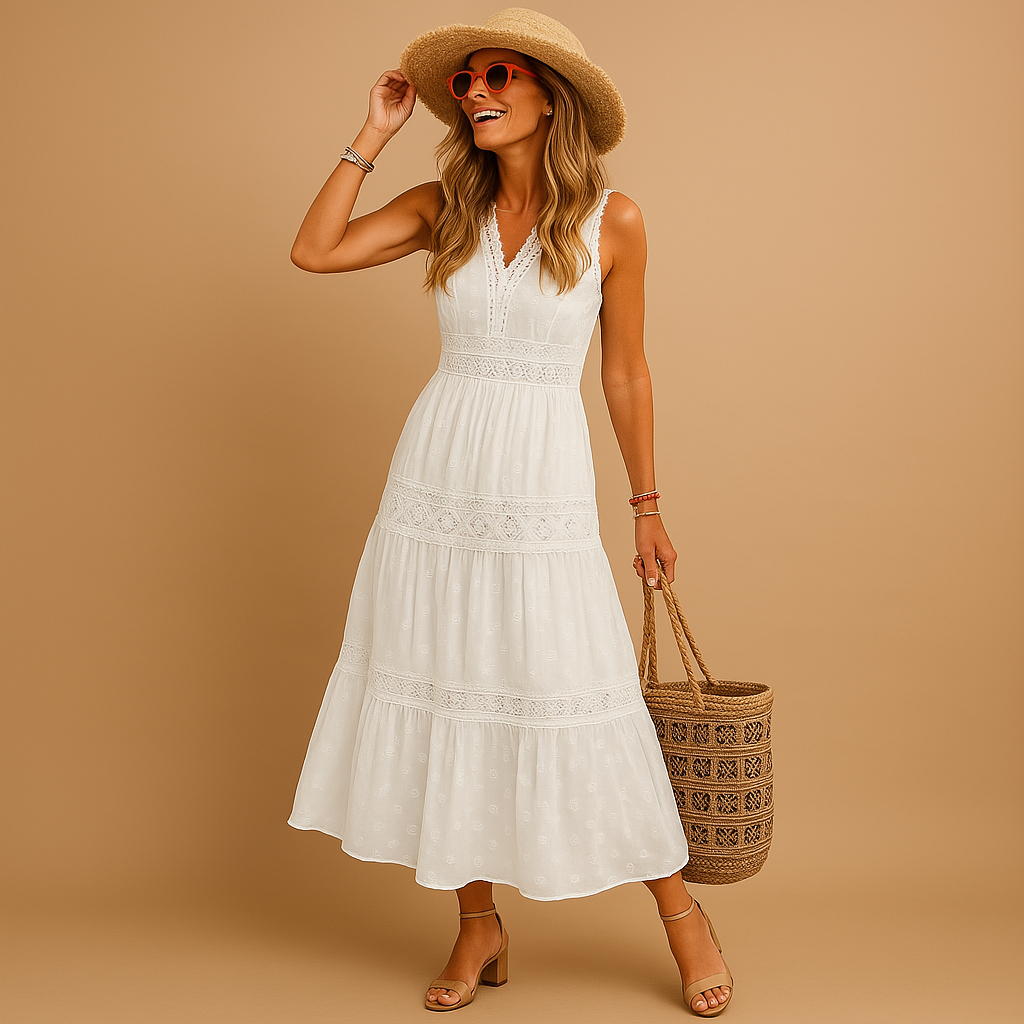 Dámské boho letní šaty lehké, vzdušné, ve stylu Ibiza, volný střih, outfit na plážový festival