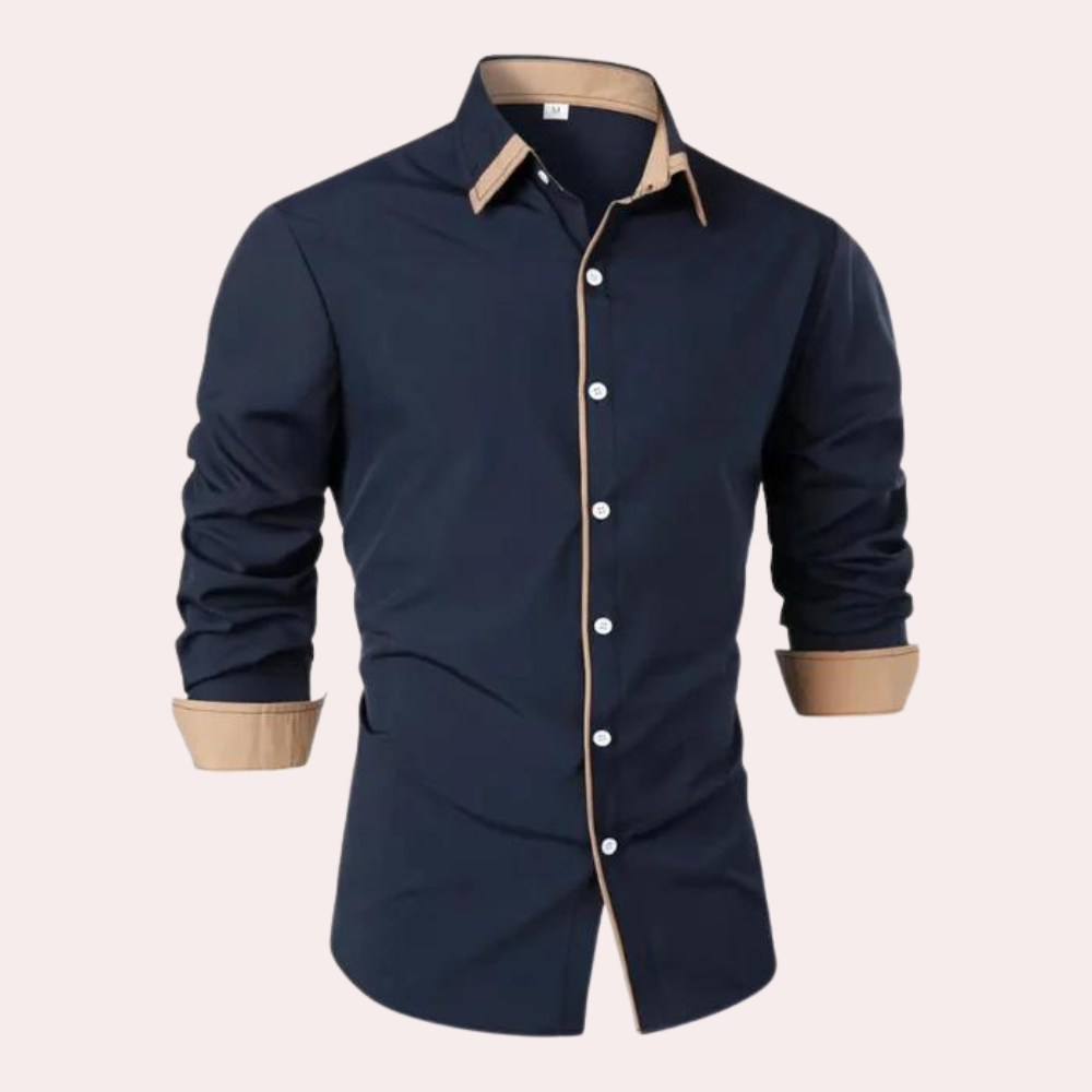 Camicia Uomo Slim Fit con Bordo a Contrasto Top Smart Casual