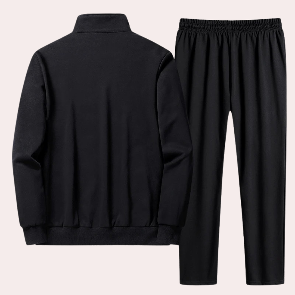 Men’s Stand Collar Tracksuit Set – Durable Zip Jacket and Joggers for City Wear