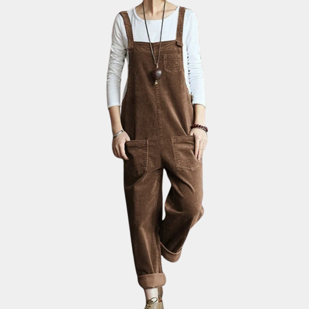 Women’s Corduroy Jumpsuit – Relaxed Fit Casual Stylish Wide Leg Comfortable Everyday Outfit