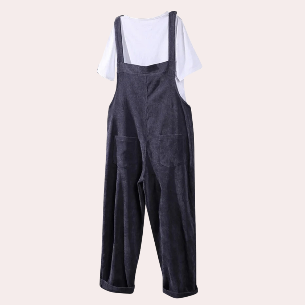Women’s Corduroy Jumpsuit – Relaxed Fit Casual Stylish Wide Leg Comfortable Everyday Outfit