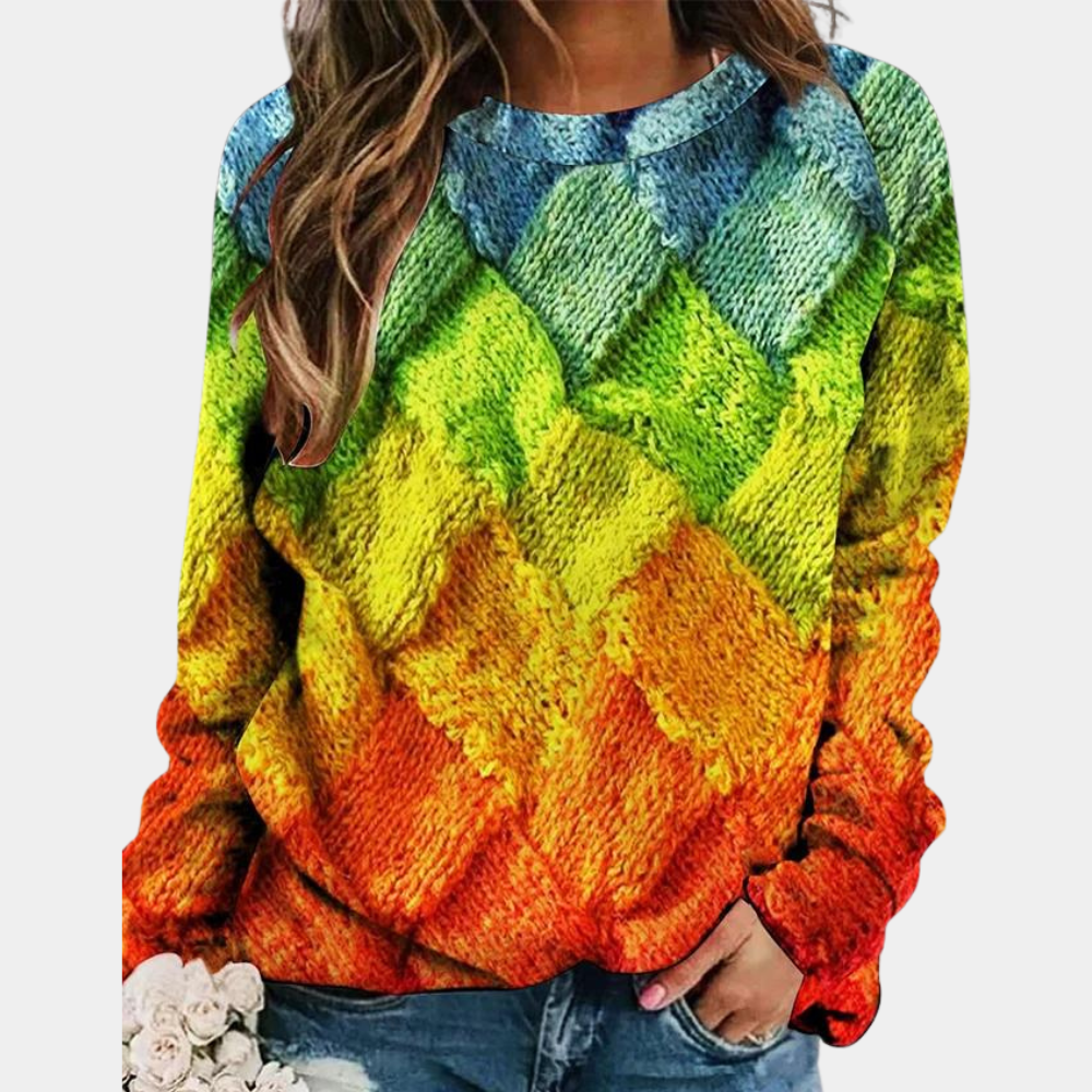 Camisola de Malha Texturada para Mulher com Corte Descontraído e Mangas Compridas