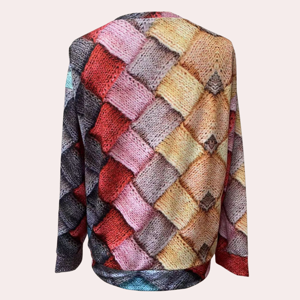 Camisola de Malha Texturada para Mulher com Corte Descontraído e Mangas Compridas