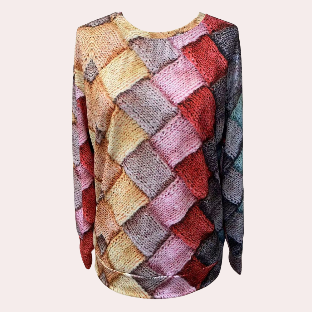 Camisola de Malha Texturada para Mulher com Corte Descontraído e Mangas Compridas