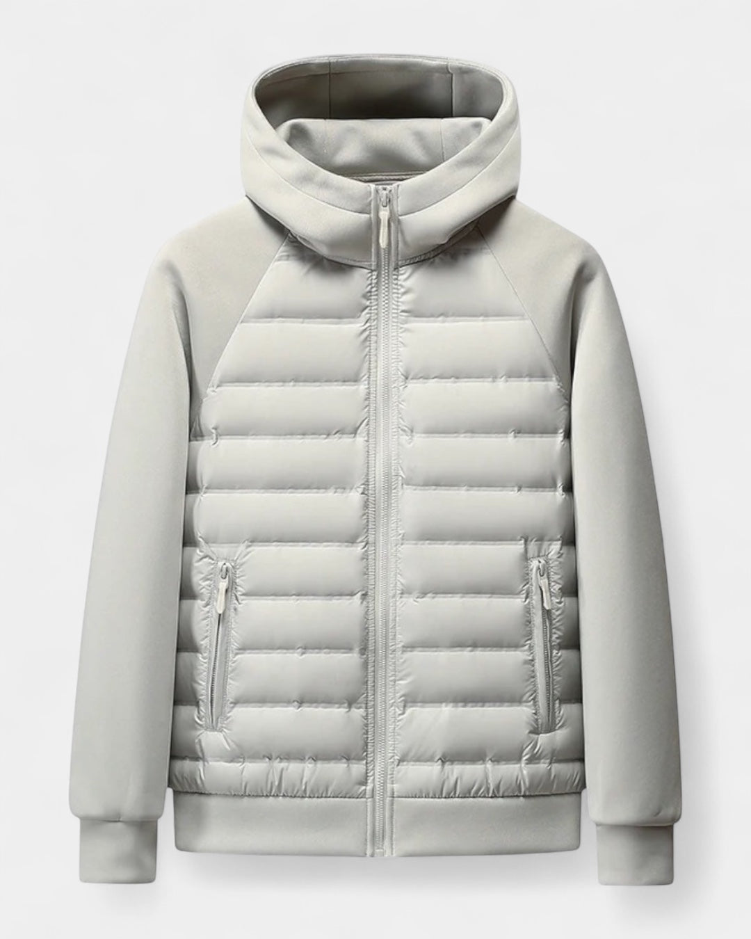 Hættejakke til mænd i hybrid-softshell – let lag til efterår og vinter, velegnet til hverdagsbrug