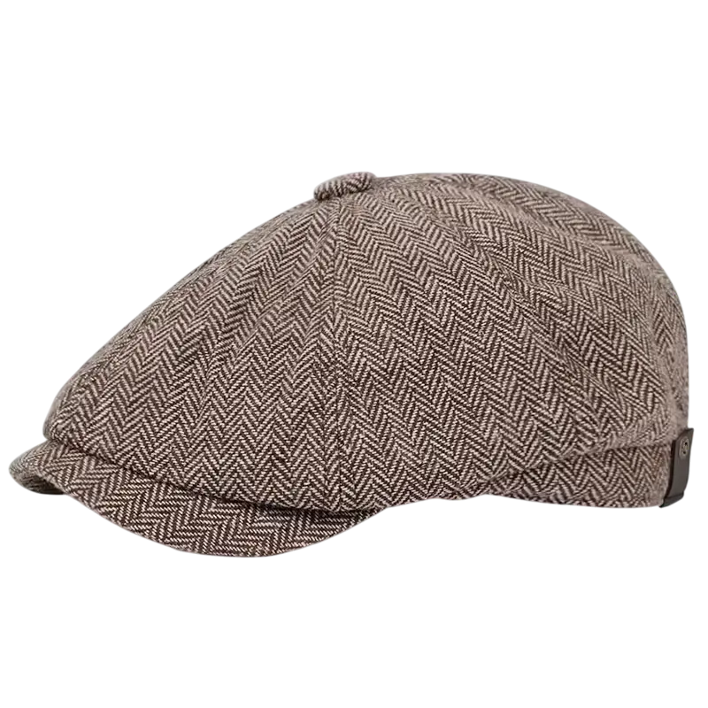 Men’s Herringbone Baker Boy Cap – Classic Wool Hat for City and Weekend Styling