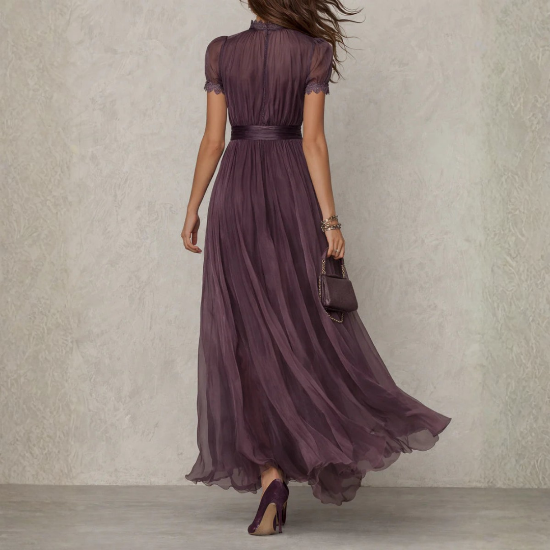Women’s Lace Detail Maxi Dress Flowing Evening Gown