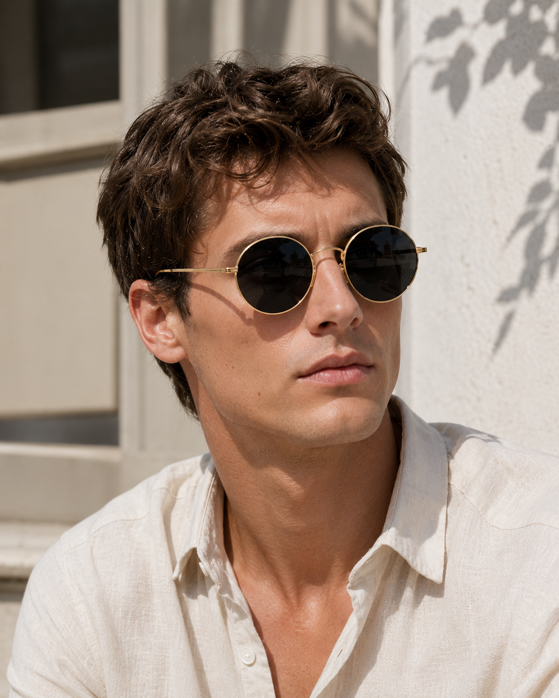 Gafas de sol para hombre con montura redonda de metal, estilo retro
