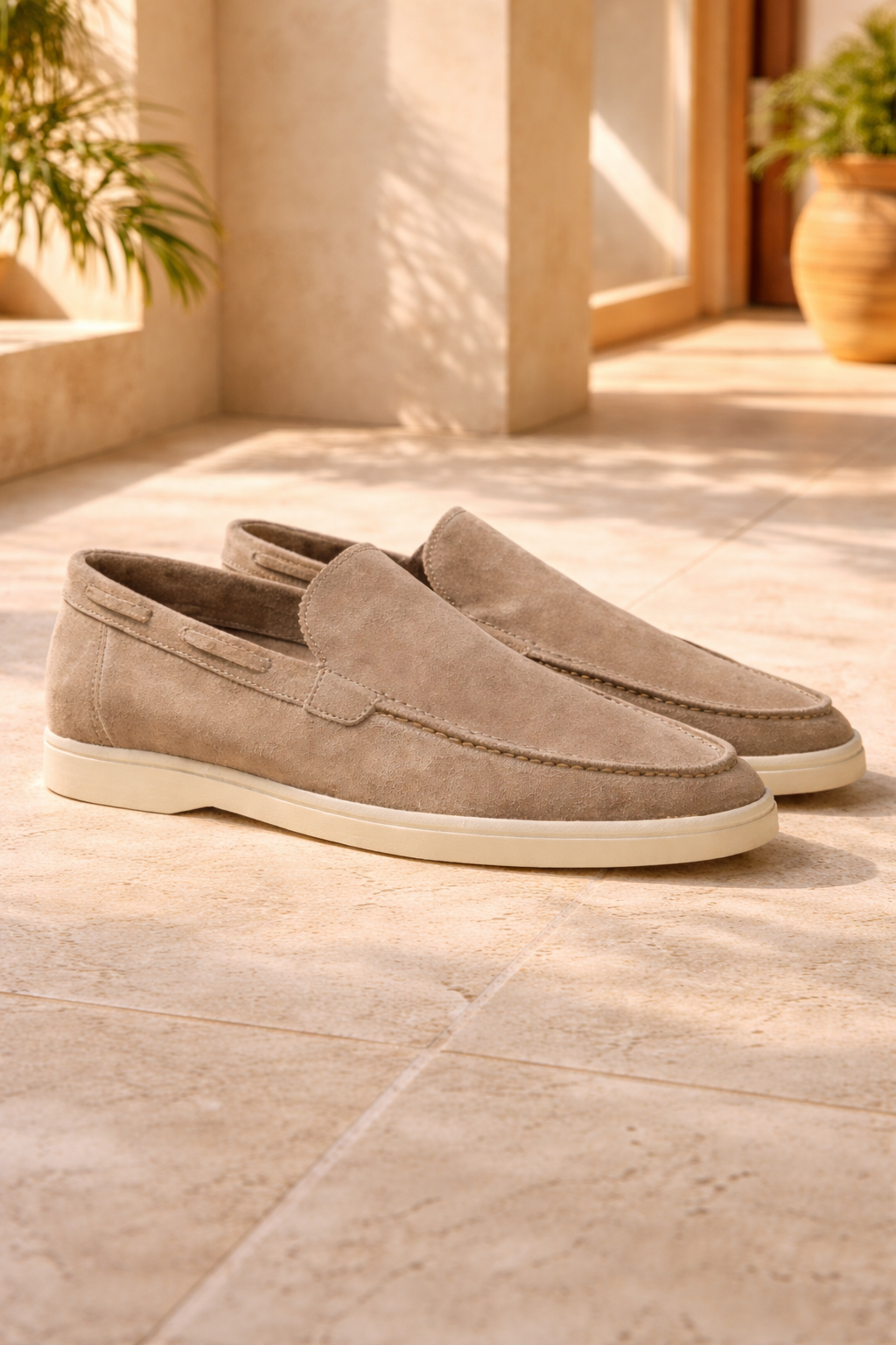 Mocasines de ante para hombre, estilo minimalista casual elegante sin cordones