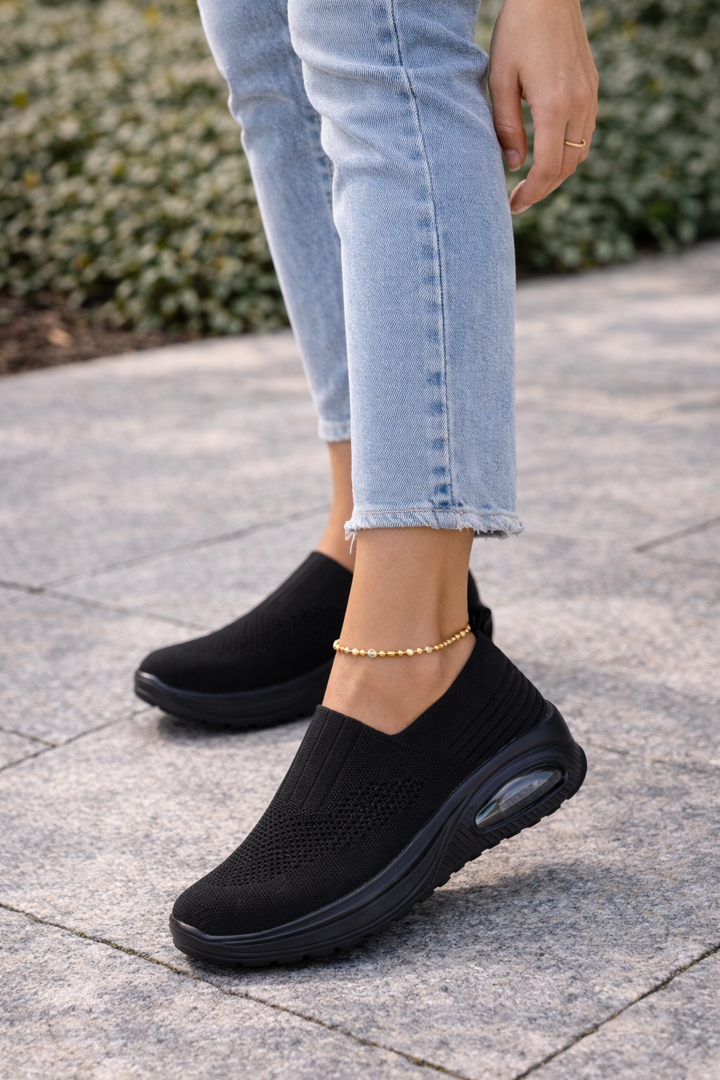 Women’s Knit Slip-On Platform Walking Trainers