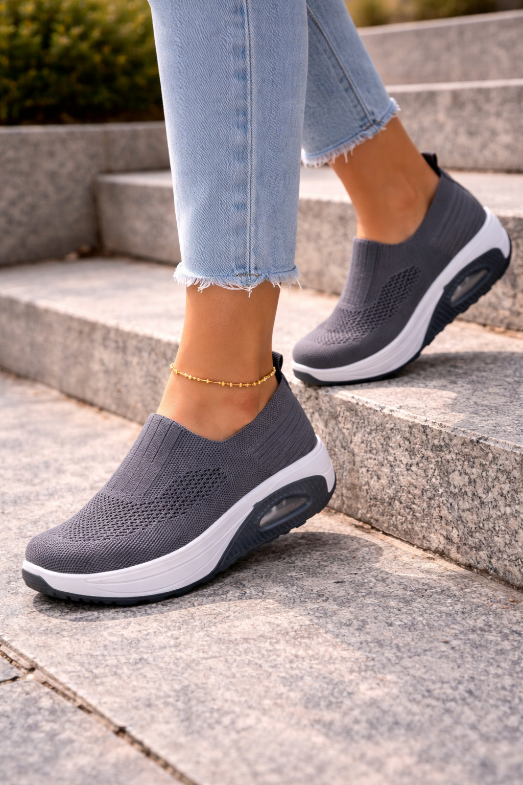 Women’s Knit Slip-On Platform Walking Trainers