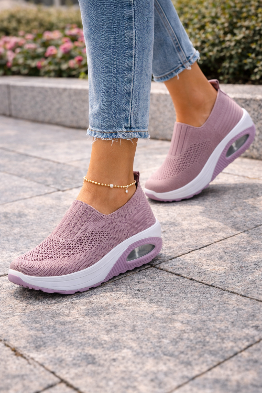 Women’s Knit Slip-On Platform Walking Trainers