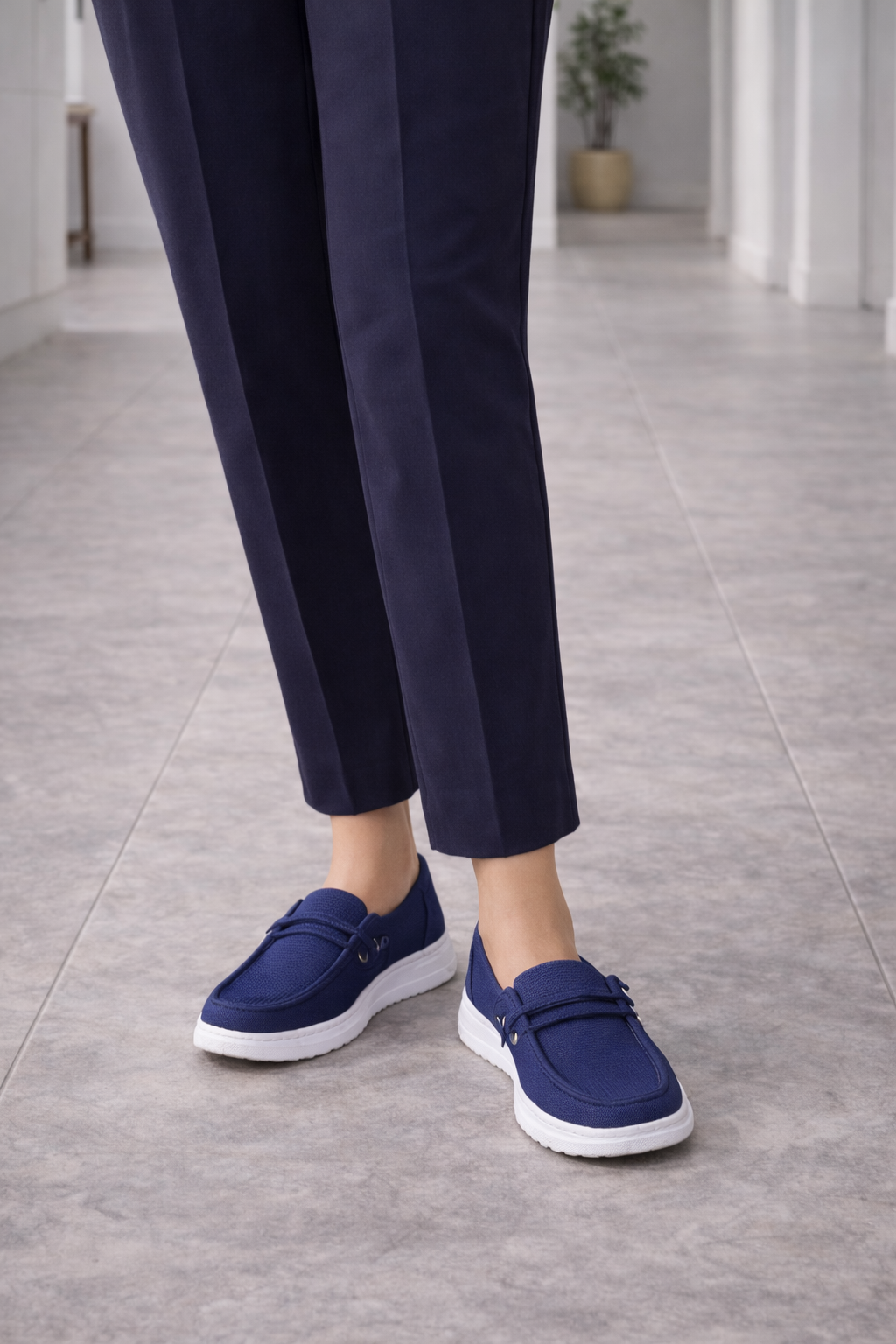Women’s Slip On Loafers with Decorative Strap Detail
