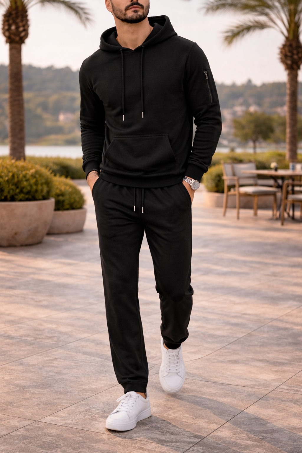 Men’s Hooded Sweatshirt and Jogger Tracksuit Set