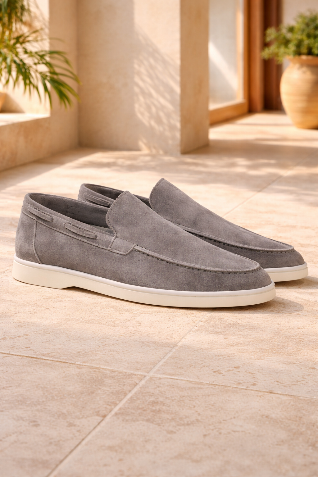 Mocasines de ante para hombre, estilo minimalista casual elegante sin cordones
