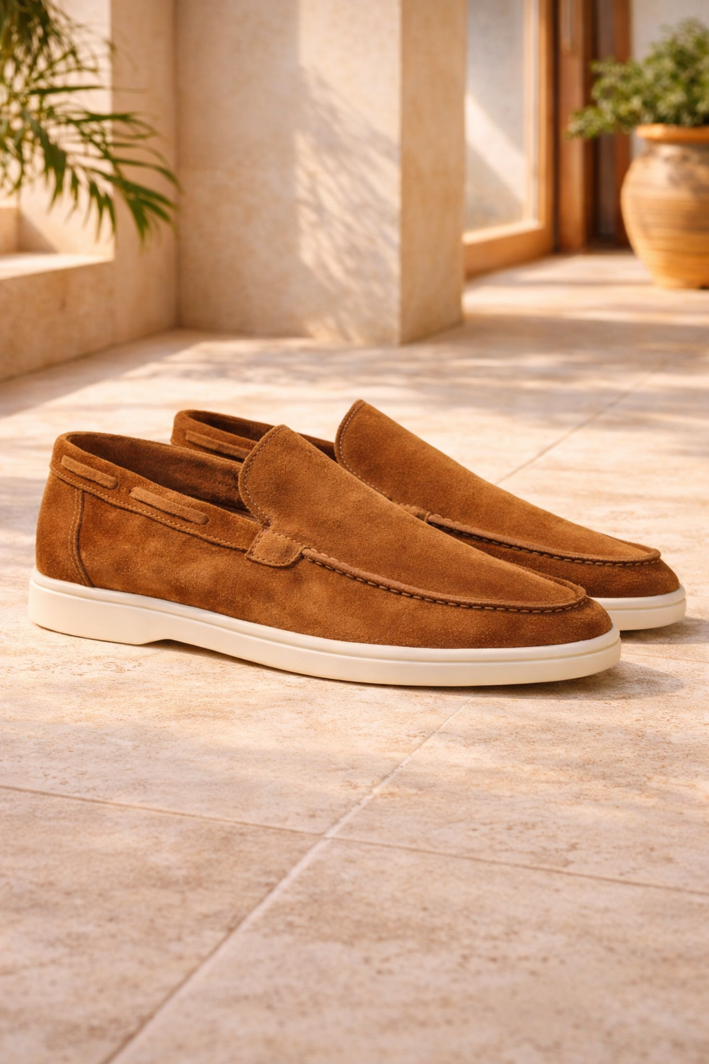 Mocasines de ante para hombre, estilo minimalista casual elegante sin cordones