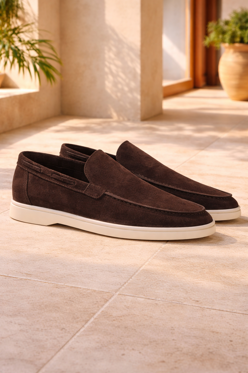 Mocasines de ante para hombre, estilo minimalista casual elegante sin cordones
