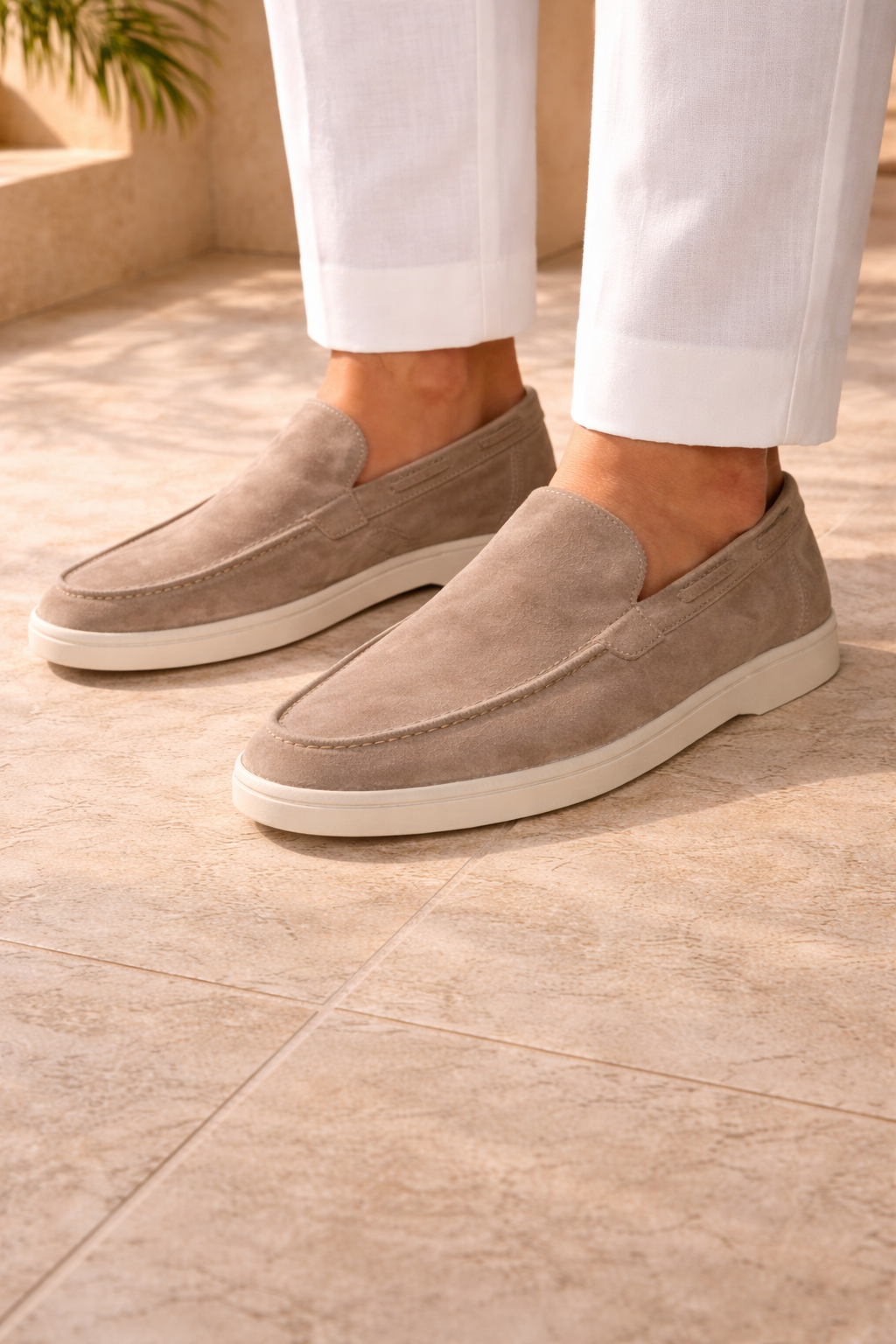 Mocasines de ante para hombre, estilo minimalista casual elegante sin cordones