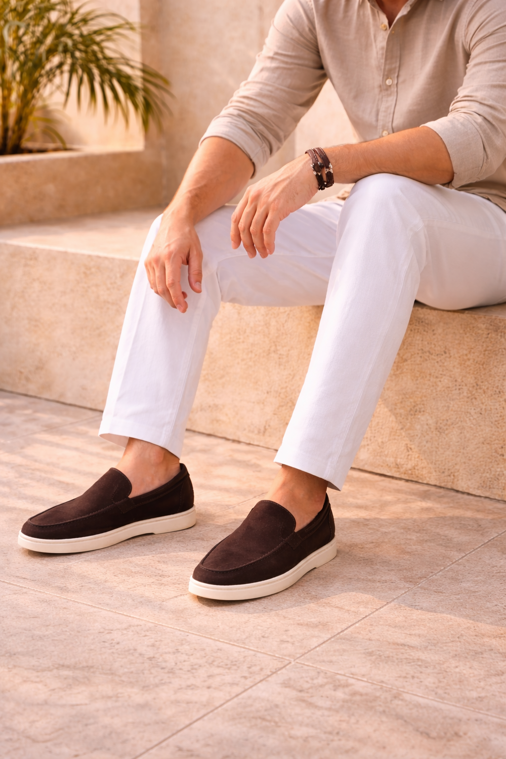 Mocasines de ante para hombre, estilo minimalista casual elegante sin cordones