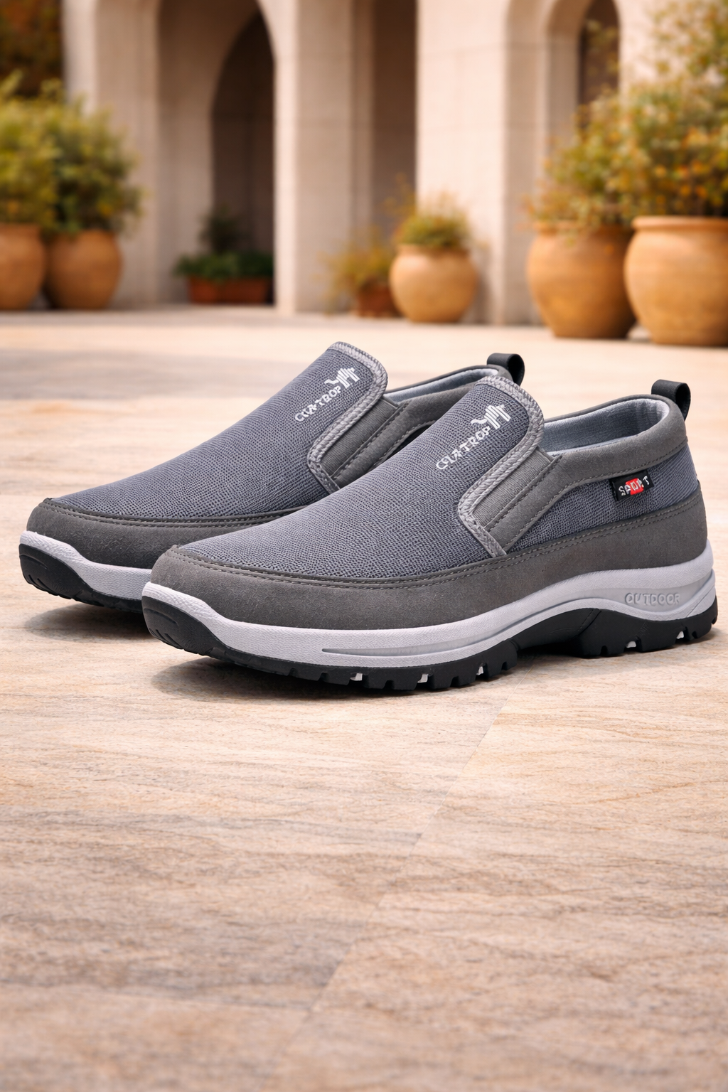 Zapatos para caminar de hombre sin cordones con comodidad acolchada para exteriores
