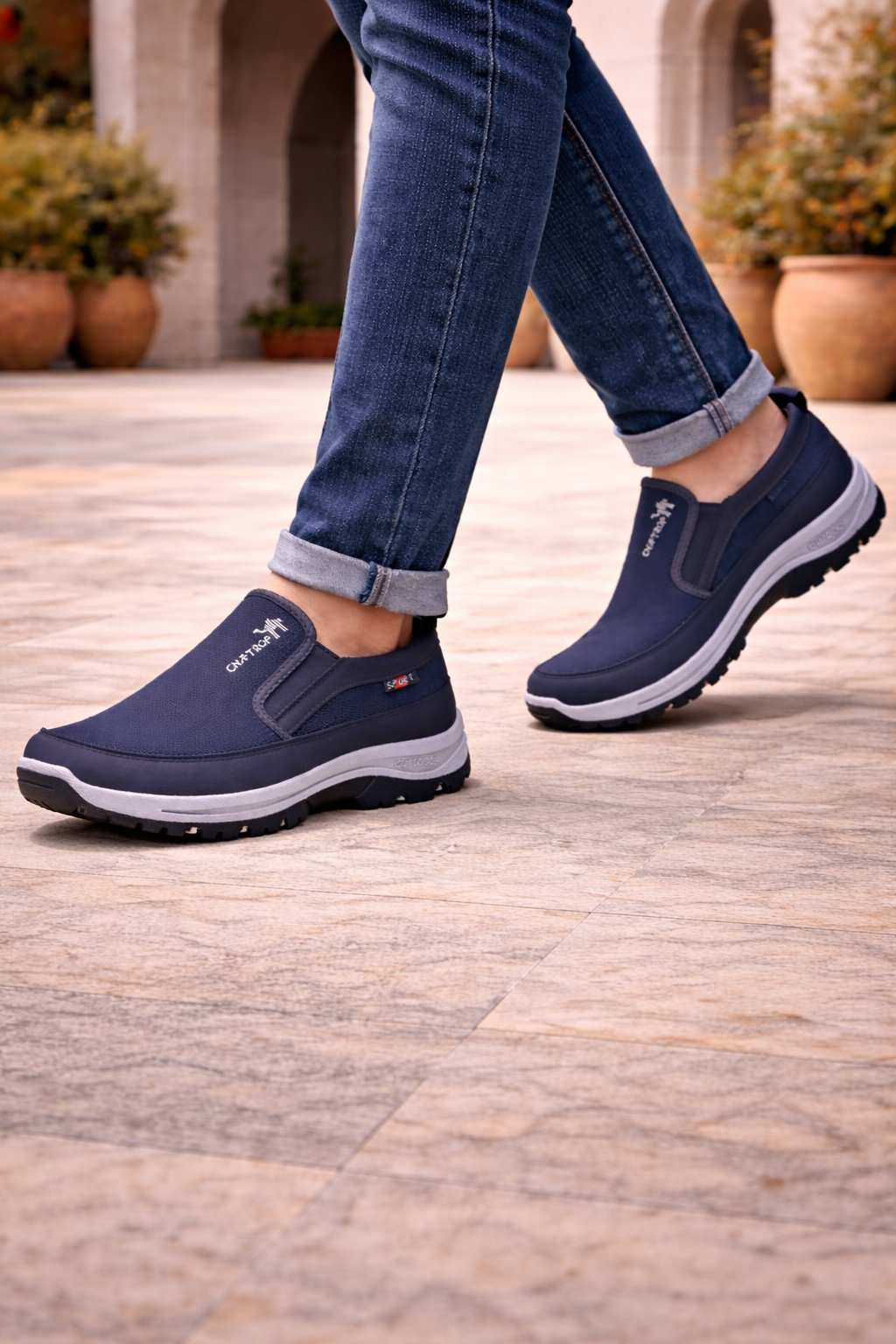 Zapatos para caminar de hombre sin cordones con comodidad acolchada para exteriores