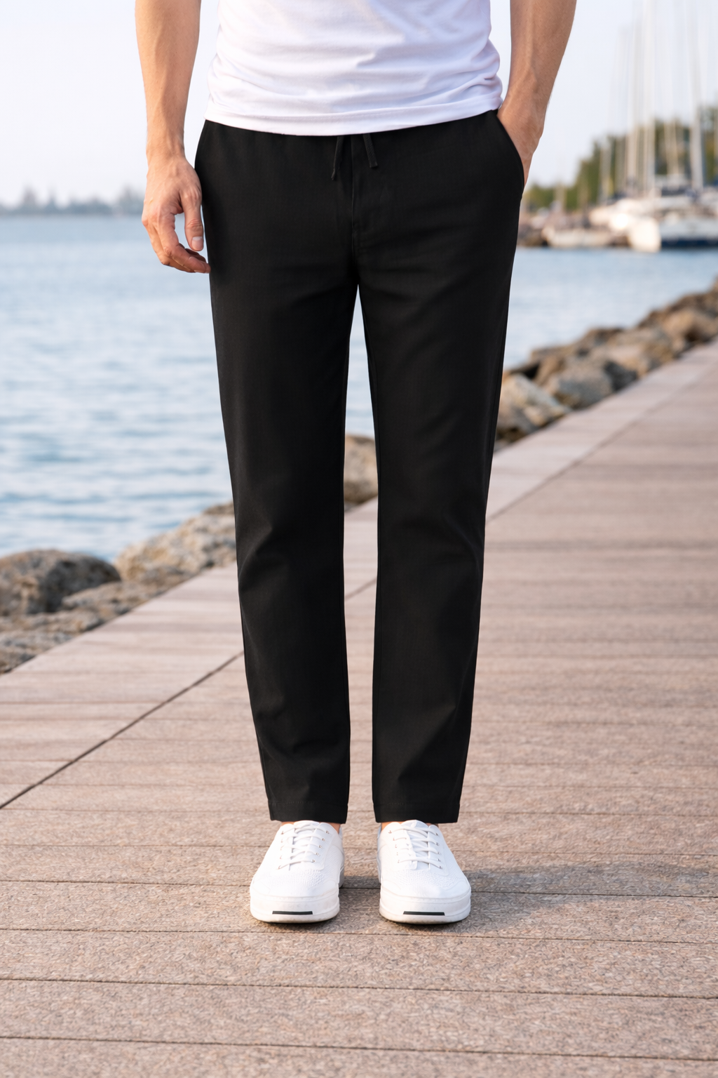 Men’s Drawstring Cotton Trousers Relaxed Everyday Comfort