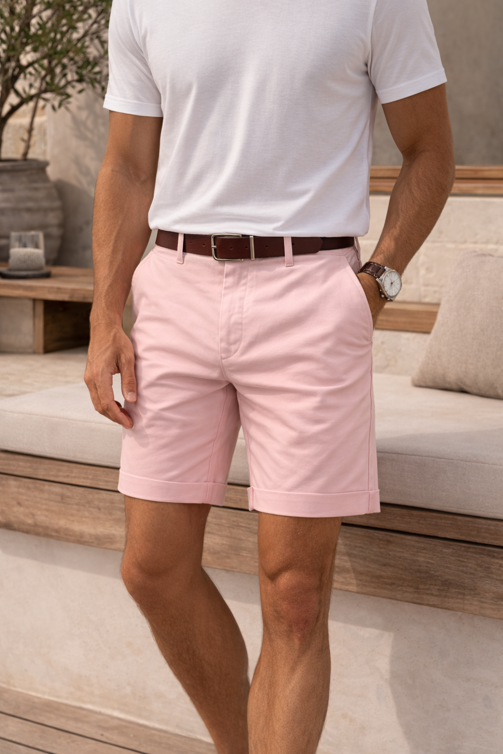 Herre skræddersyede sommershorts i smart casual twill-design