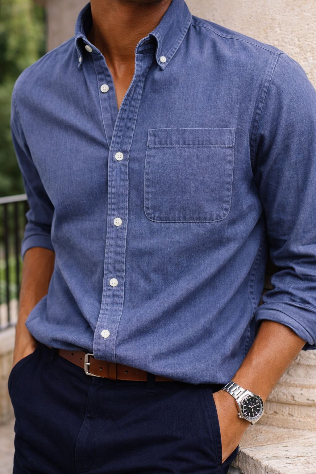 Men’s Cotton Button Down Shirt Everyday Smart Casual