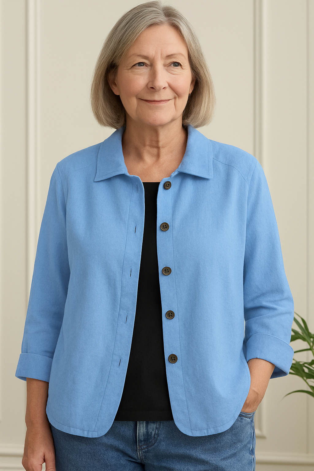 Women’s Lightweight Button-Front Shirt Cardigan Casual Layer