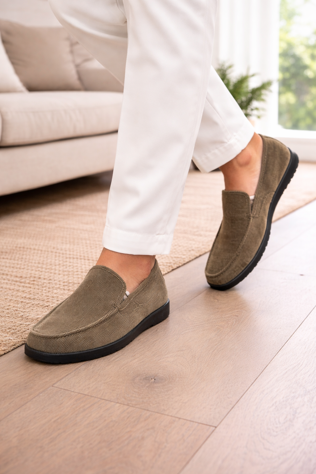 Men’s Slip-On Knit Textile Loafers Casual Driving Shoes