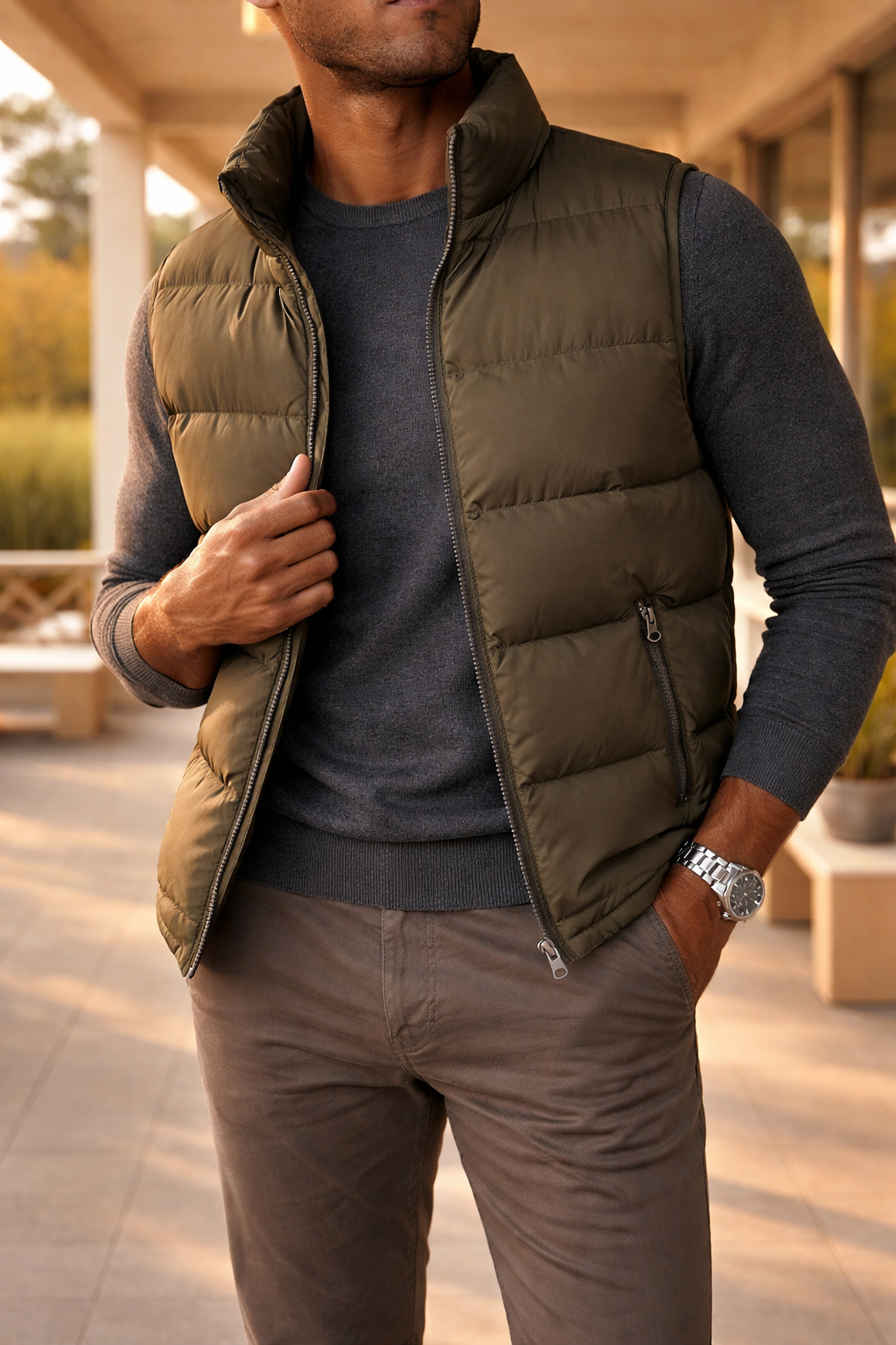 Men’s Quilted Zip Bodywarmer Lightweight Padded Gilet Vest