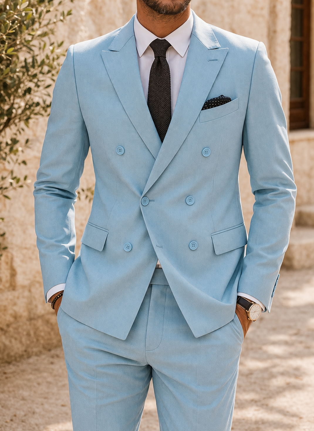 Men’s Tailored Slim Fit Two Piece Wedding Suit