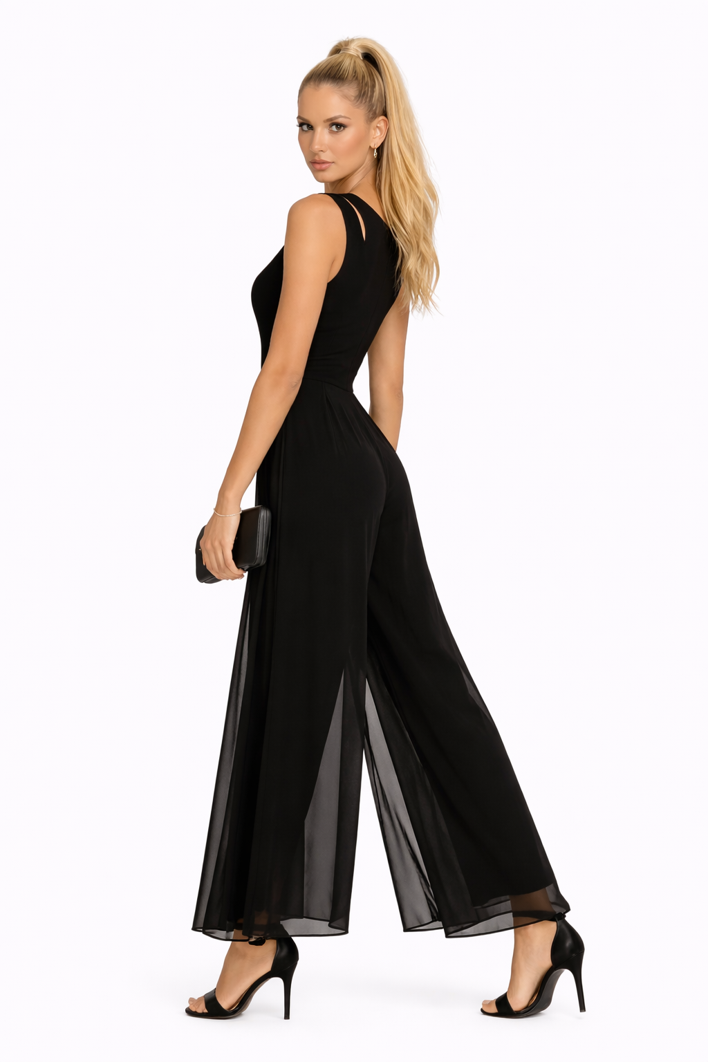 Tuta Minimalista da Donna senza Maniche a Gamba Larga Design Elegante e Fluttuante