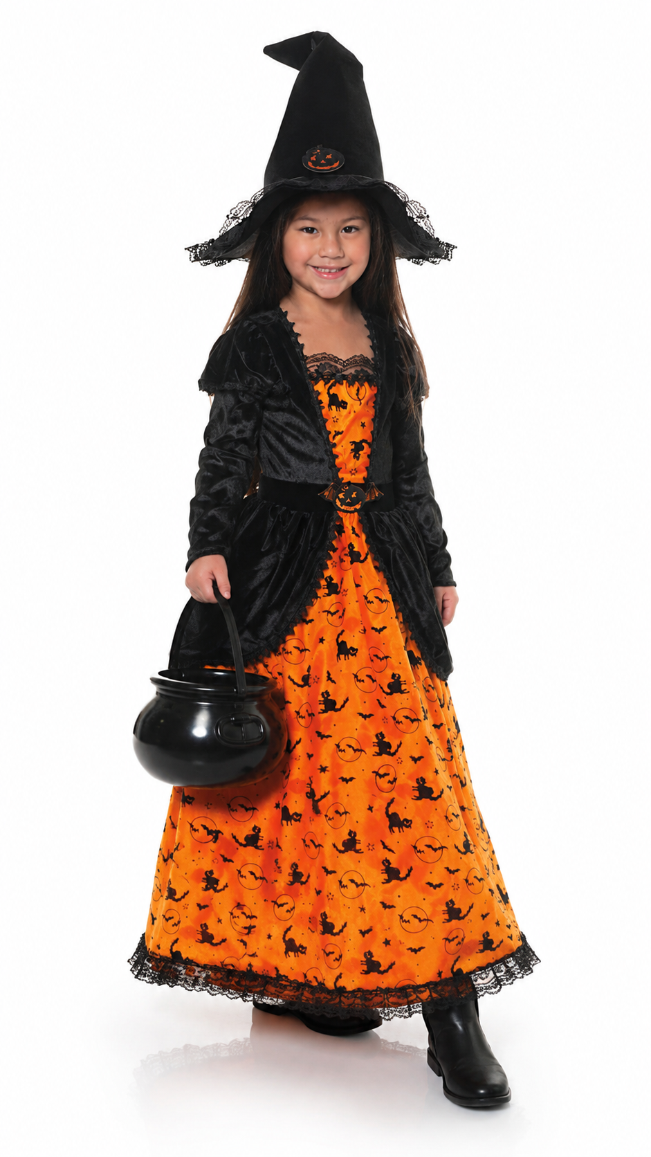 Lasten kurpitsanoidan mekko- ja hattuhalloween-asu