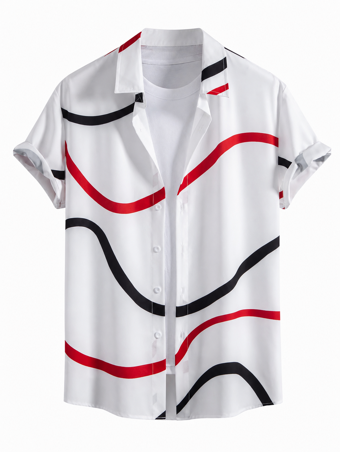 Men’s Short-Sleeve Shirt Swim Set – Printed Two-Piece for Beach Trips and Resort Days