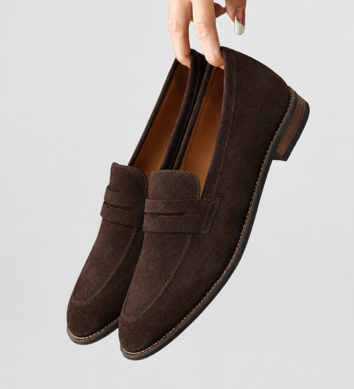 Damepenny loafers i ruskind Klassiske flade hverdagsko