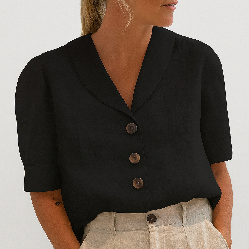 Blusa Donna con Bottoni Manica Corta Top Estivo Sagomato