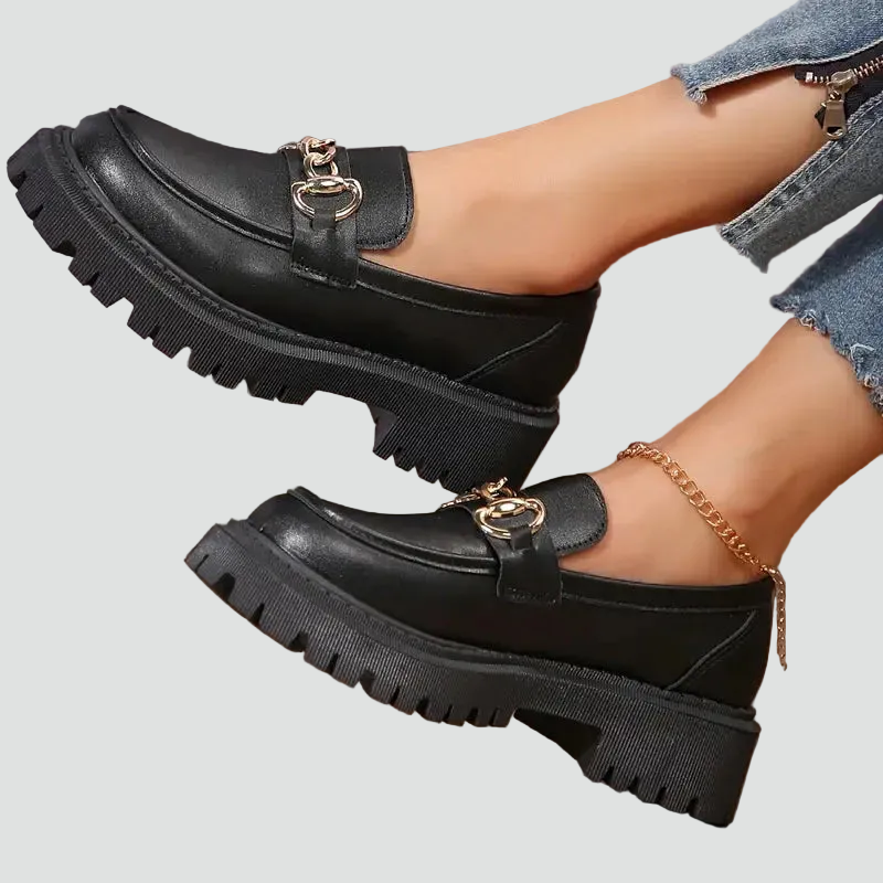 Women’s Patent Chain Detail Chunky Sole Loafers