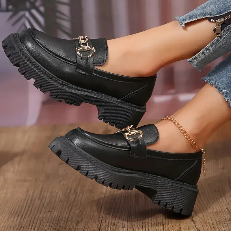 Women’s Patent Chain Detail Chunky Sole Loafers